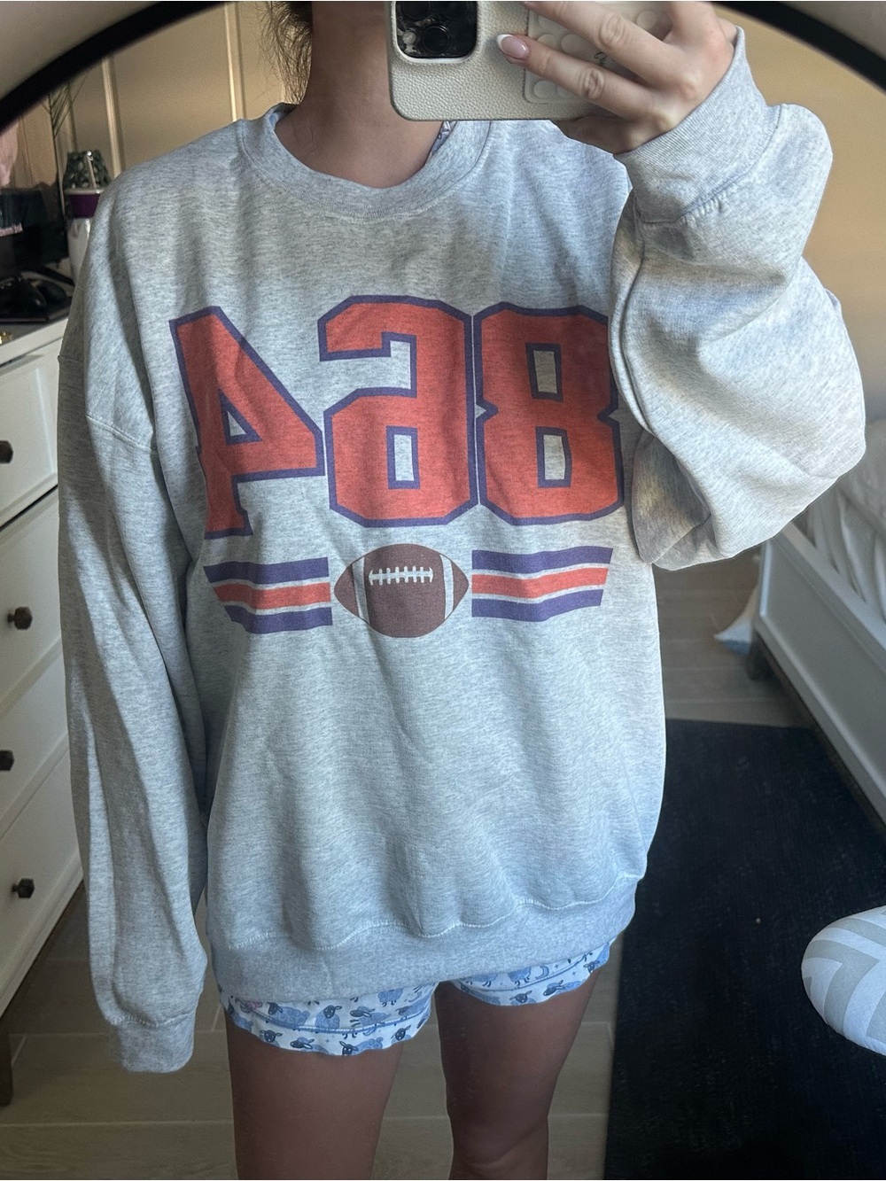 Gray Graphic Football Crewneck Sweatshirt Clemson